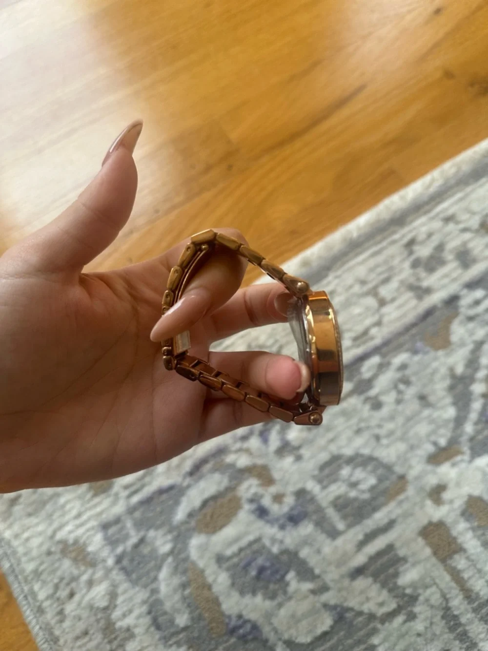 Michael Kors Rose Gold Tone Crystal-Trim Bracelet Watch